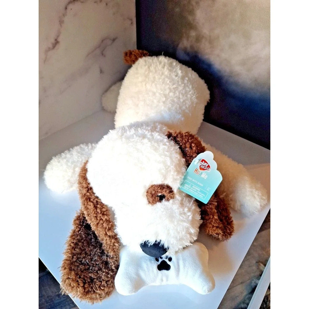 Hug Me Dog With Bone Floppy Laying Bone Plush Large 20